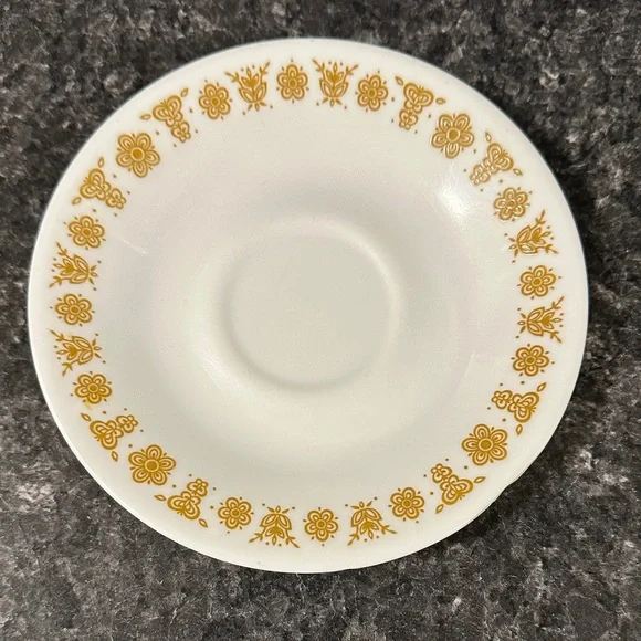 Corelle Vintage Butterfly Gold Hook Handle Cups and Saucers - Picture 2 of 16